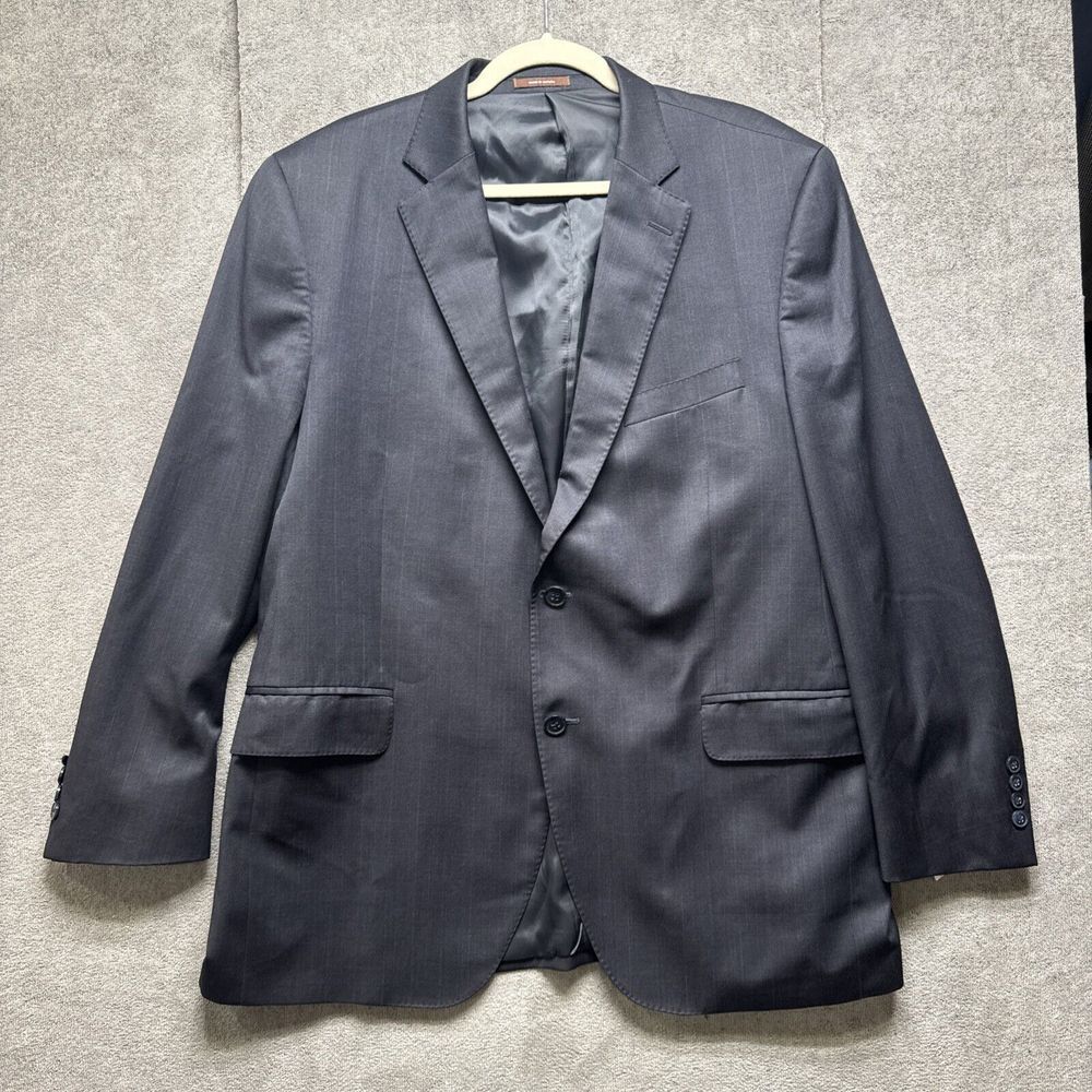 Peter Millar Blue Wool Suit 44R Flat Front 2 Btn Blazer & 38x29 Pants Classic